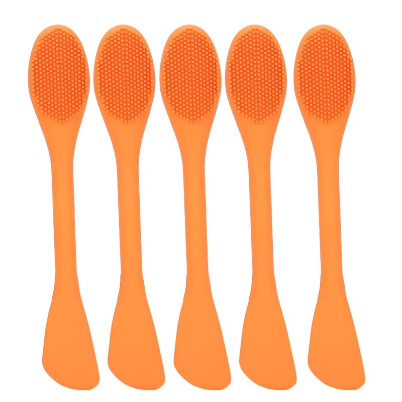 Dual Headed Silicone Applicator Sticks 5pcs Orange for Facial Cleansing and Cream - Image 1